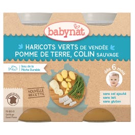 BABYBIO - PETITS POTS - Haricots verts Pomme de terre Colin  2x200g