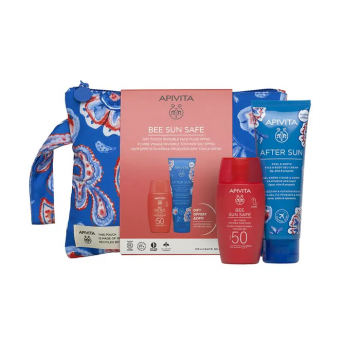 APIVITA - BEE SUN SAFE - Trousse Solaire Fluide Visage Invisible SPF50 50ml + Gel Crème Fraîcheur Apaisant 250ml