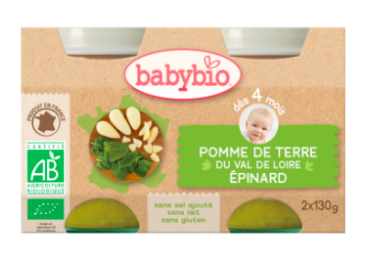 BABYBIO - Pomme de terre epinard 2X130g