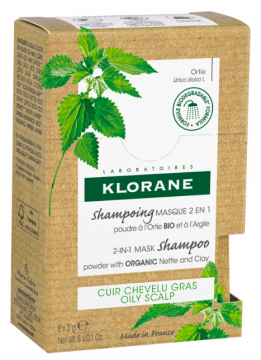 KLORANE - Shampoing masque 2en1 poudre à l'ortie bio et à l'argile 8 sachets