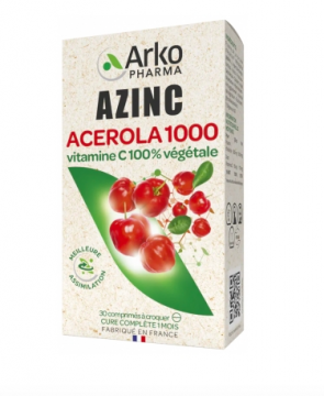 ARKOPHARMA - AZINC acérola 1000mg 30 comprimés à croquer