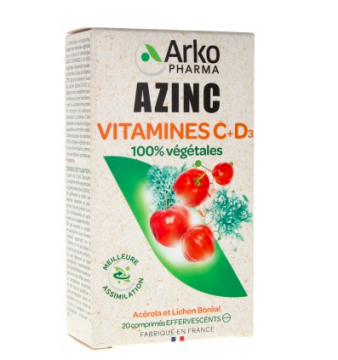 ARKOPHARMA - AZINC Vitamines C + D3 20 comprimés éffervescents