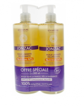 JONZAC - Nutritive AP+ Huile Lavante Relipidante bio lot de 2x500 ml