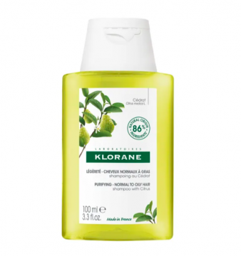 KLORANE - Shampoing légèreté assainissant cheveux normaux regraissant vite 100ml