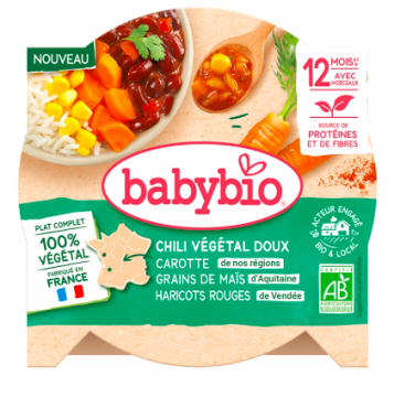 BABYBIO - Chili végétal doux carotte grains de maïs haricots rouges 12 mois et + bio 230g