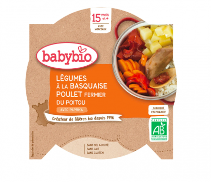 BABYBIO -  Plat bébé dés 15 mois, poulet basquaise 260g