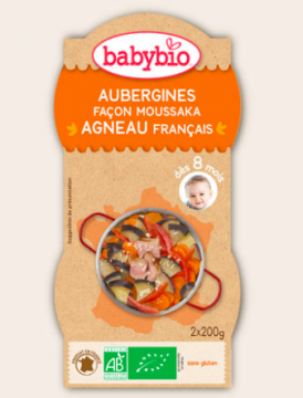 BABYBIO - Bol aubergines facon moussaka agneau 2x200g