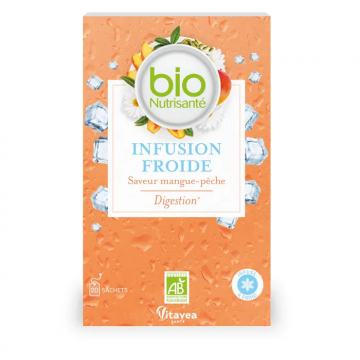 NUTRISANTE - Infusion Froide Bio - Saveur Mangue-Pêche Digestion 20 sachets