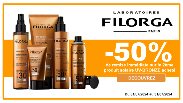 FILORGA -50% de remise immédiate sur le 2ème soin UV-Bronze acheté, le moins cher des 2