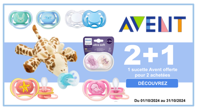 AVENT 1 sucette offerte pour 2 achet&eacute;es, la moins ch&egrave;re des 3