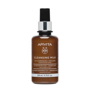 APIVITA - CLEANSING MILK - Lait nettoyant 3 en 1 visage & yeux camomille & miel 200ml