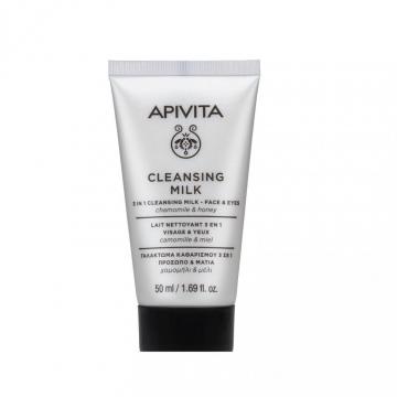 APIVITA - CLEANSING MILK - Mini lait nettoyant 3 en 1 visage et yeux 50ml