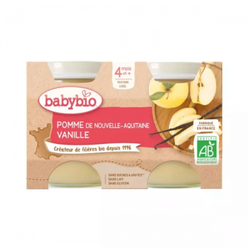 BABYBIO - Petits pots Pomme de Nouvelle Aquitaine Vanille 2x130g