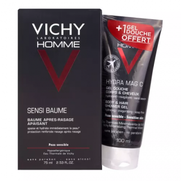 VICHY HOMME - Sensi Baume après-rasage apaisant visage 75ml et gel douche hydra mag C 100ml offert