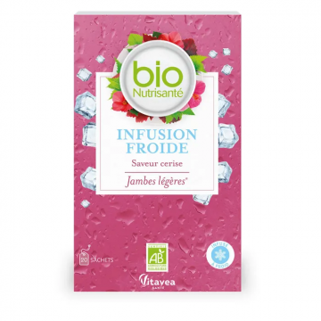 NUTRISANTE - Infusion Froide Bio - Saveur Cerise Jambes Légères 20 sachets