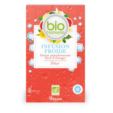 NUTRISANTE - Infusion Froide Bio - Saveur Pamplemousse Fleur d'oranger Détox 20 sachets